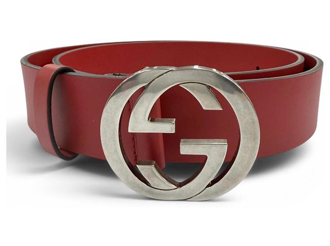 Gucci Interlocking G Ledergürtel Rot 