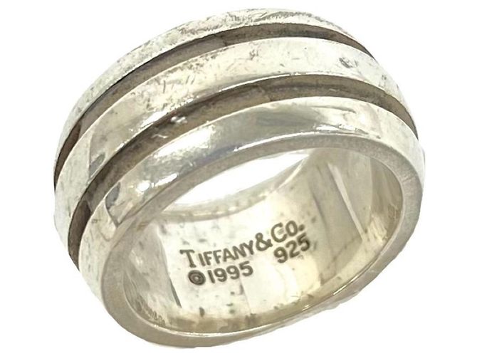 Tiffany & Co Anello Tiffany Vintage Grooved Double Line Argento