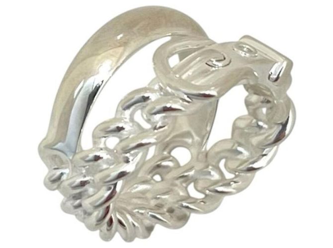 Ring Hermès Anello HERMES Boucles Sellier Inflexible Argento