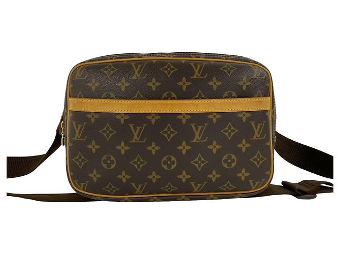 Bolsa de ombro Louis Vuitton Reporter PM Monogram Logo Pattern em couro Marrom
