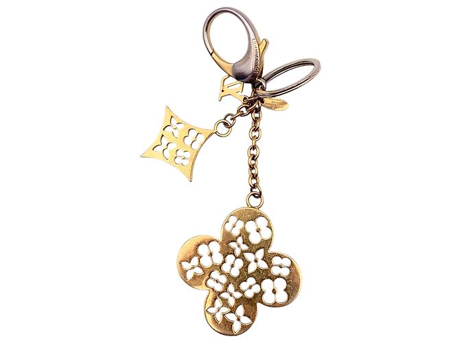 Louis Vuitton Schlüsselanhänger und Taschenanhänger Fleur de Monogram aus goldfarbenem Metall Golden