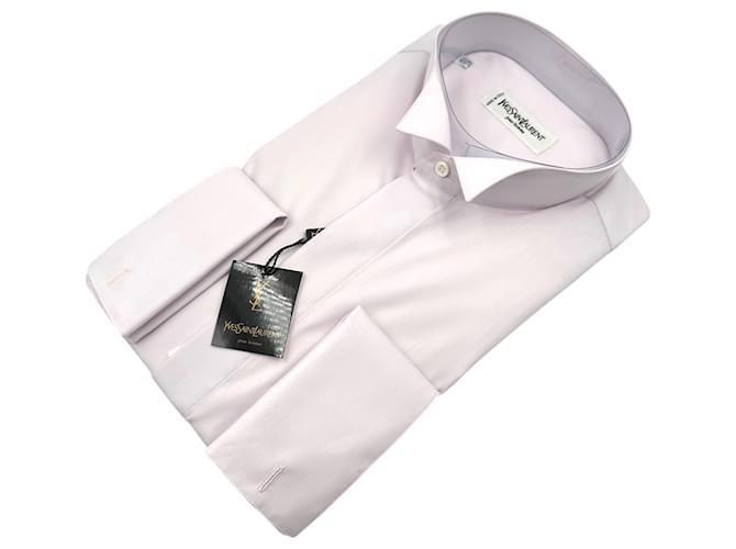 Yves Saint Laurent Chemise de smoking pour homme en coton rose pastel vintage Sz 39/15.5 