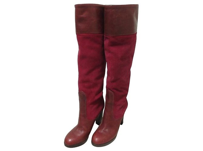 Chloé Botas longas em couro de camurça Chloe Marrom Bordeaux