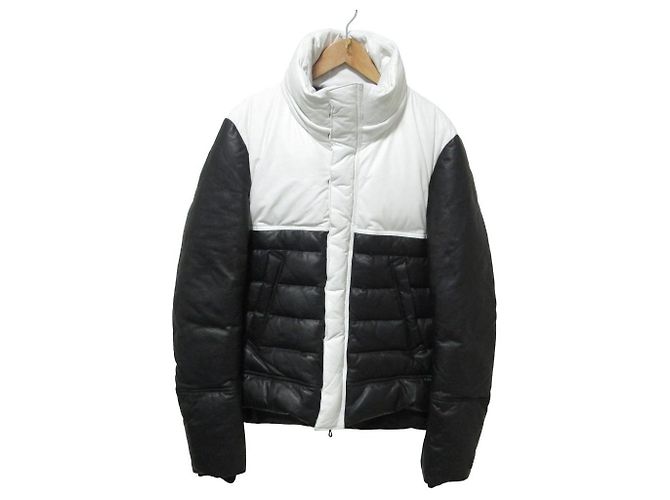 Autre Marque Coal Black Leather Down Jacket White