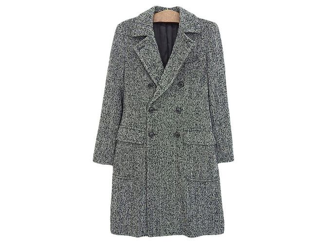 Autre Marque ESTNATION Herringbone Wool Chester Coat Black
