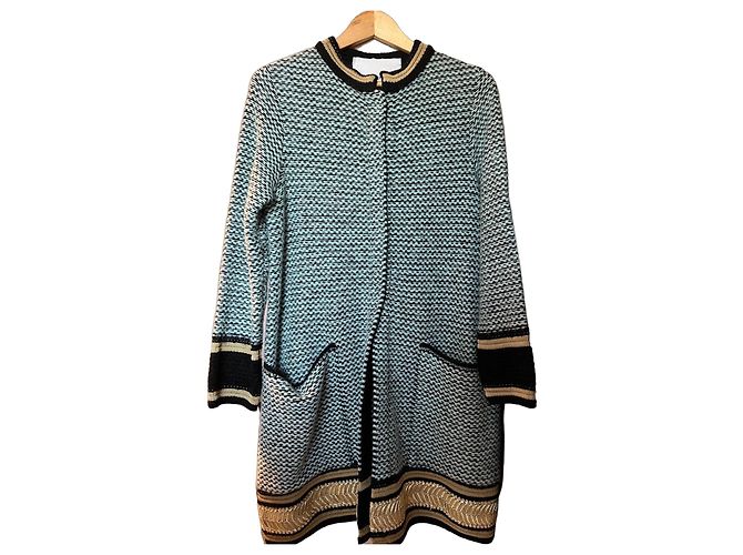 Autre Marque Cardigan en maille texturée 20.52 avec broderies dorées Noir Bleu 