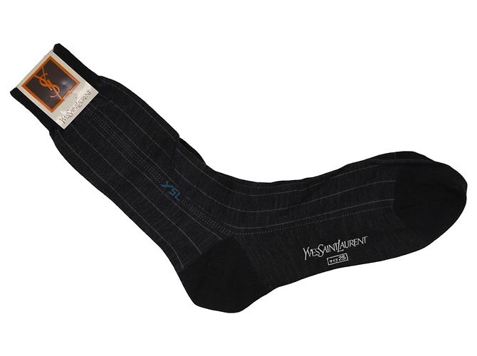 Yves Saint Laurent Gestreifte Socken Paar Anthrazitgrau