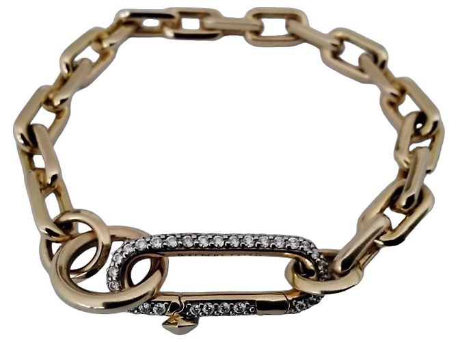 Autre Marque 18 Karat Goldarmband mit länglicher Diamantverschluss Golden