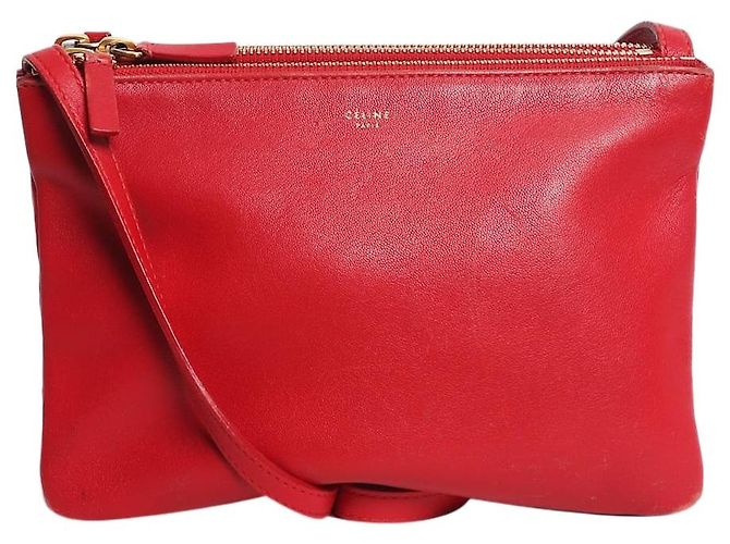 Céline Borsa a tracolla trio case in pelle rossa Rosso