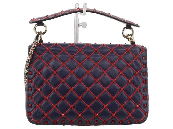 Valentino Garavani Rockstud Borsa in Pelle Blu e Rossa Rosso 
