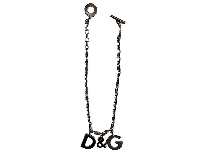 Colar de corrente D&G com pingente de logo Prata
