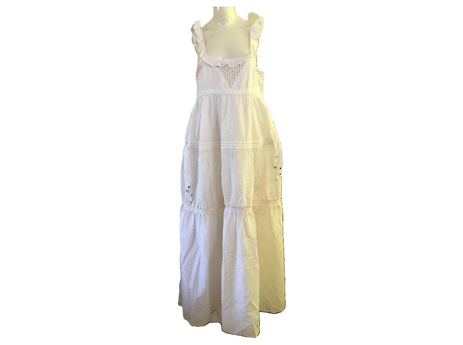 Diesel Black Gold Vestido maxi de algodón broderie anglaise blanco