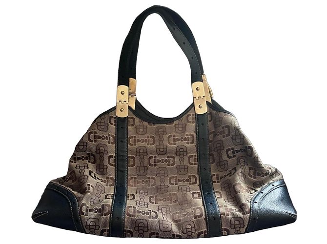 Gucci Bolsa Hobo Horsebit em canvas e couro Marrom