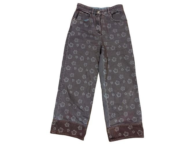 Chanel Vaqueros wide leg con estampado floral gris