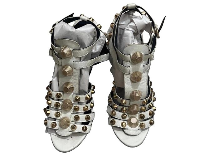 Balenciaga Sandali Zeppa Pelle Bianca Bianco