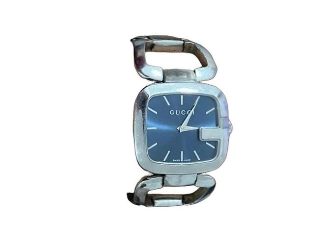 Reloj Gucci de acero con esfera azul Hardware de plata