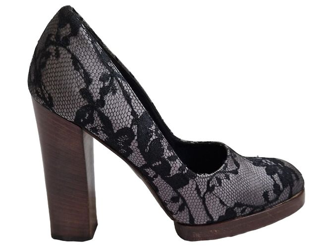 Gucci Décolleté Platform Pizzo Nero Grigio