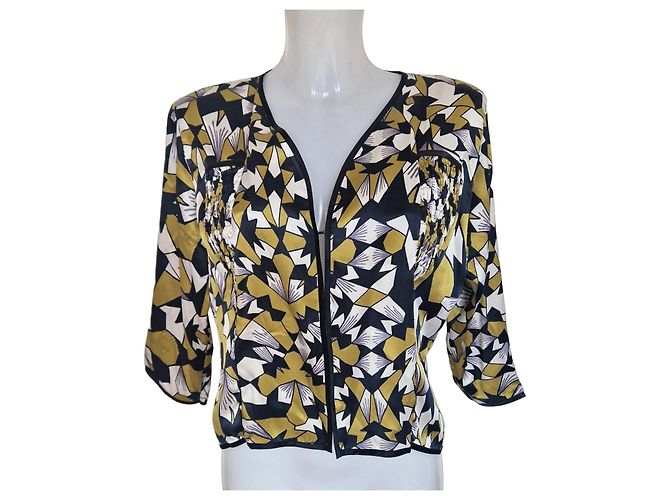 Autre Marque Stine Goya Giacca in Jacquard Simone Nero Bianco Grigio Porpora Giallo