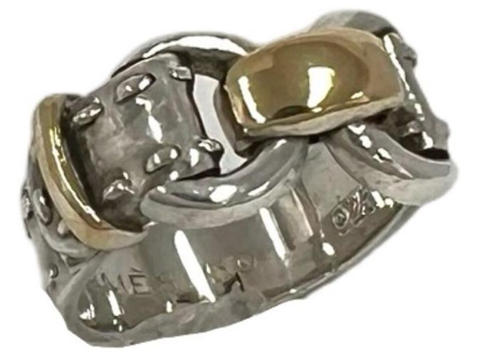 Hermès HERMES Vintage Montevideo Band Ring Silber Golden 