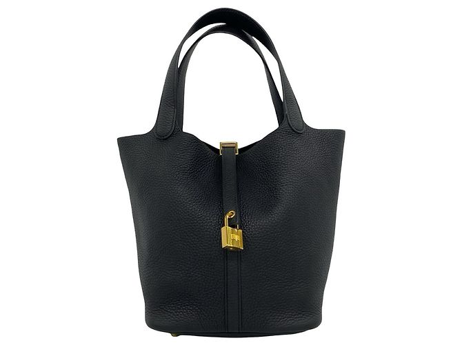 Hermès Sac à main Hermes Picotin Lock MM en cuir Noir