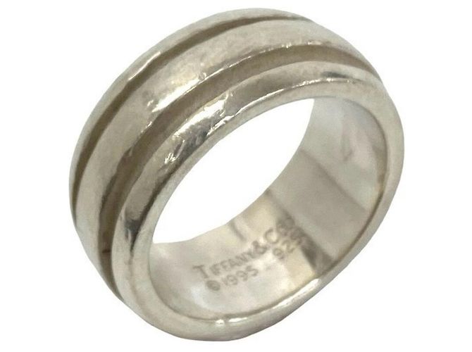Tiffany & Co. Grooved Double Line Band Ring Silber