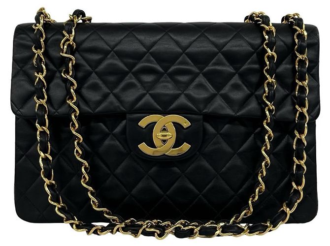 Chanel Matelassé Coco Mark Lammleder 2-Way Shoulder/Tote Bag Schwarz
