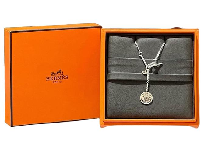 Hermès Ex-Libris Necklace in Silver and Gold Silver hardware 