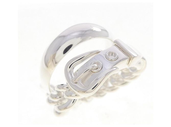 Hermes Hermès Boucles Sellier Inflexible Ring Silvery 
