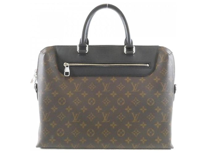 Louis Vuitton Monogram Macassar Porte Documents Jour Handbag Brown