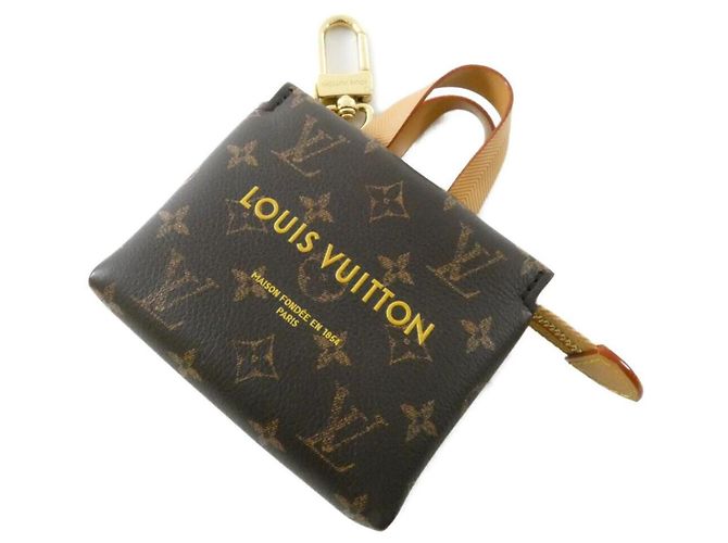 Louis Vuitton Monogram Leather Keyring Brown