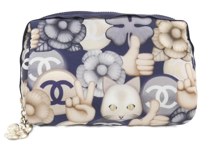 Borsa Pouch Chanel 82451 D'oro Blu navy 