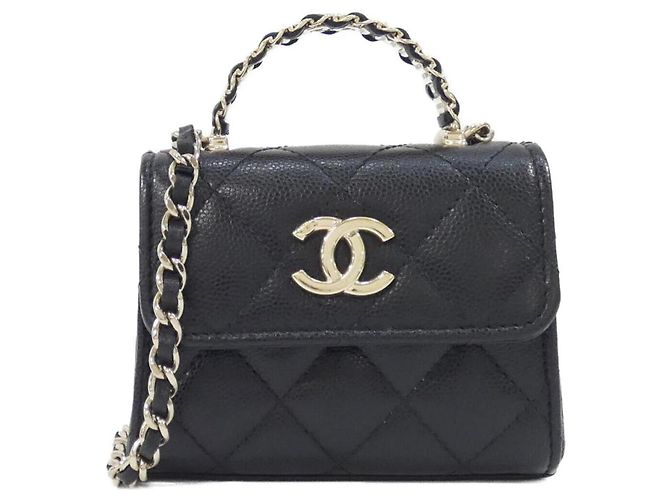Bolsa Chanel AP4982 em couro de bezerro granulado preto
