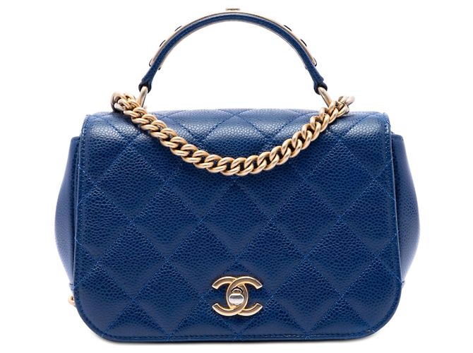 Chanel Blue Mini Quilted Caviar Carry Around Flap Bleu