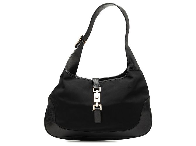 Borsa a tracolla Jackie Gucci in nylon nero