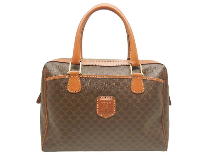 Céline Bolsa Celine Brown Macadam Coated Canvas Marrom