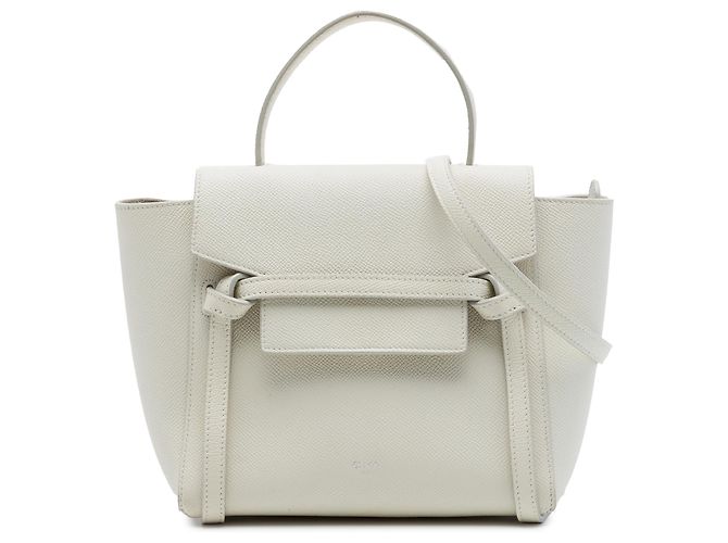 Belt Bag Céline Bolsa de cintura Celine Nano em couro de bezerro granulado branco
