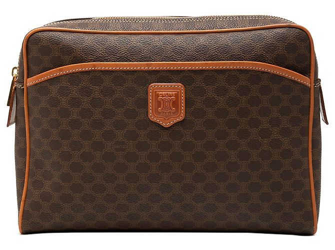 Céline Pochette Celine Brown Macadam Coated Canvas Marron
