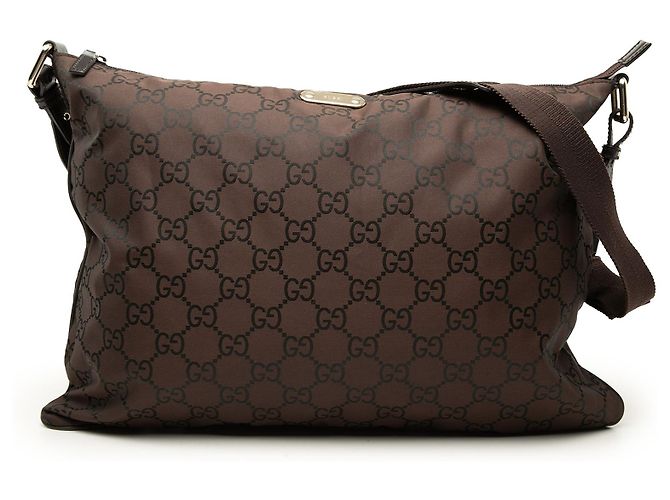 Borsa a tracolla Gucci in nylon GG marrone Marrone scuro