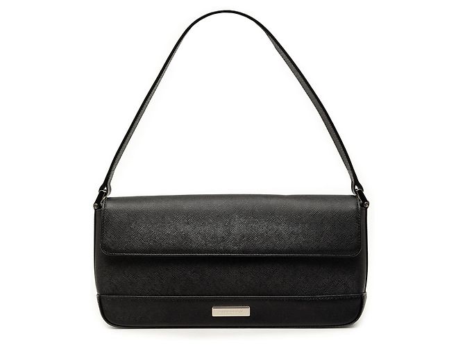 Bolsa de ombro com aba Burberry em couro preto