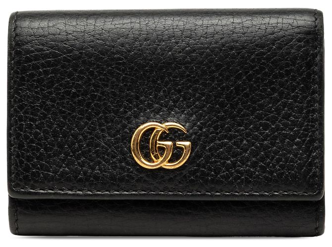 Cartera compacta trifold Gucci GG Marmont negra Negro