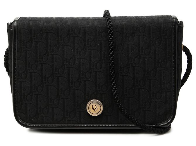 Borsa a tracolla con patta Diorissimo Trotter Canvas nera Dior Nero