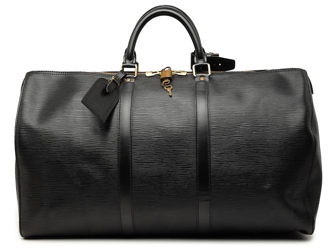 Louis Vuitton Black Epi Keepall 50 Preto