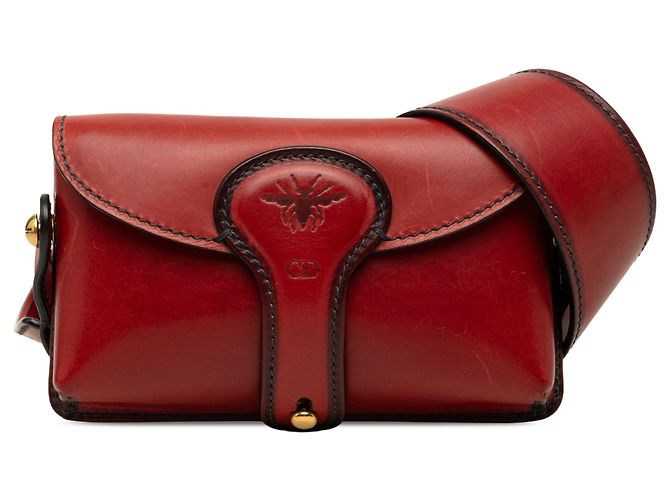 Mini Bolsa Saddle D Bee em couro vermelho Dior Bordeaux