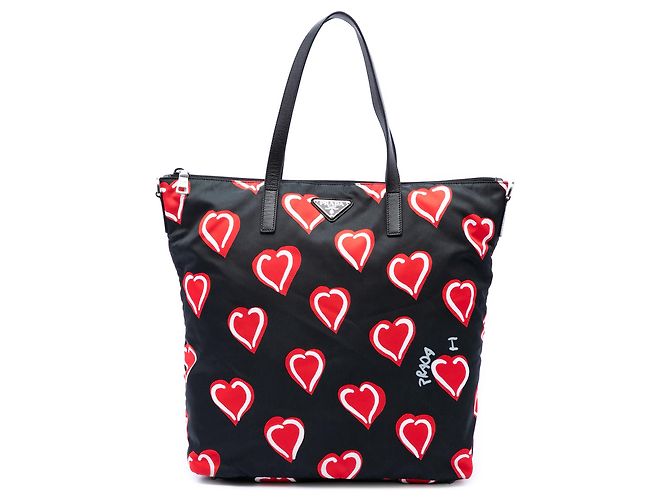 Bolsa Satchel Prada em Tessuto Stampato Preta Preto