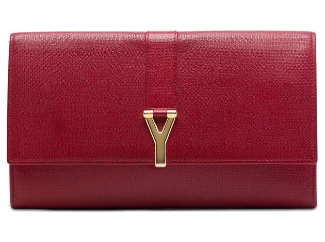 Clutch Saint Laurent Chyc Ligne de piel texturizada roja