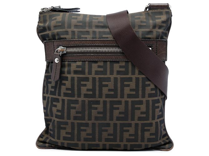 Borsa a tracolla Fendi Brown Zucca Canvas Marrone