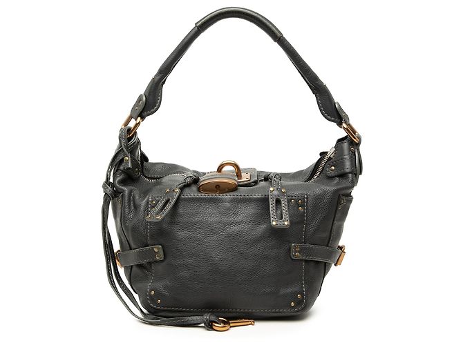 Chloé Paddington Schultertasche aus grauem Leder Braun Anthrazitgrau