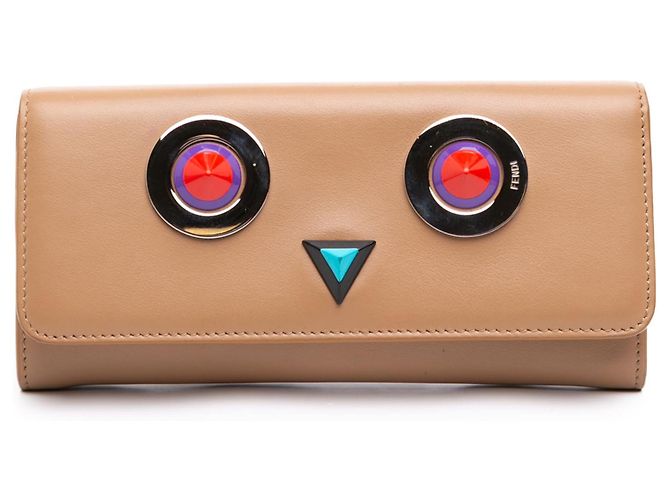 Fendi Beige Leather Hypnoteyes Continental Wallet