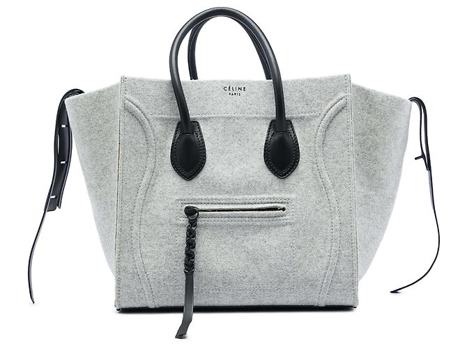 Céline Celine Gray Medium Felt Phantom Luggage Tote Braun Grau