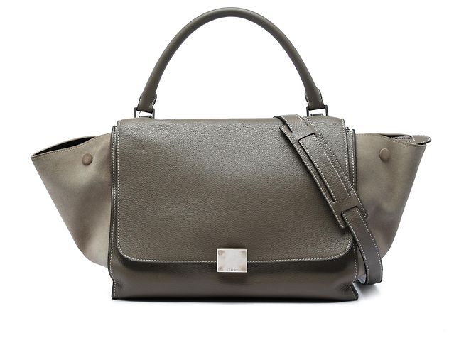 Céline Borsa Trapeze Celine Medium in vitello e camoscio marrone Taupe